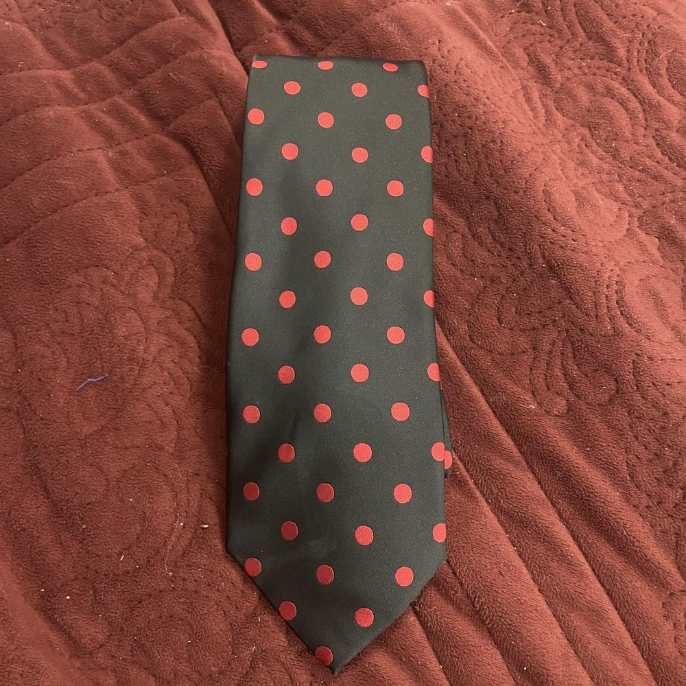 Brand Q Tie Mens Black Red Polka‎ Dot Microfiber Necktie Formal Business